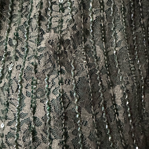 Mac Duggal Emerald Beaded Long Sleeve Dress - Picture 3 of 4